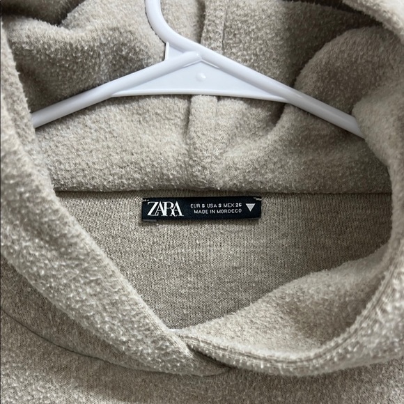Zara Beige Wool Blend Hooded Sweatshirt | Size S - Picture 2 of 8